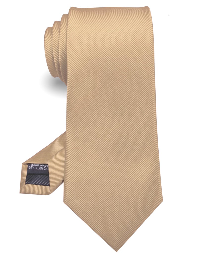 RBOCOTT Silk Champagne Tie Business Wedding Formal Necktie for Men (Champagne) - Image 1