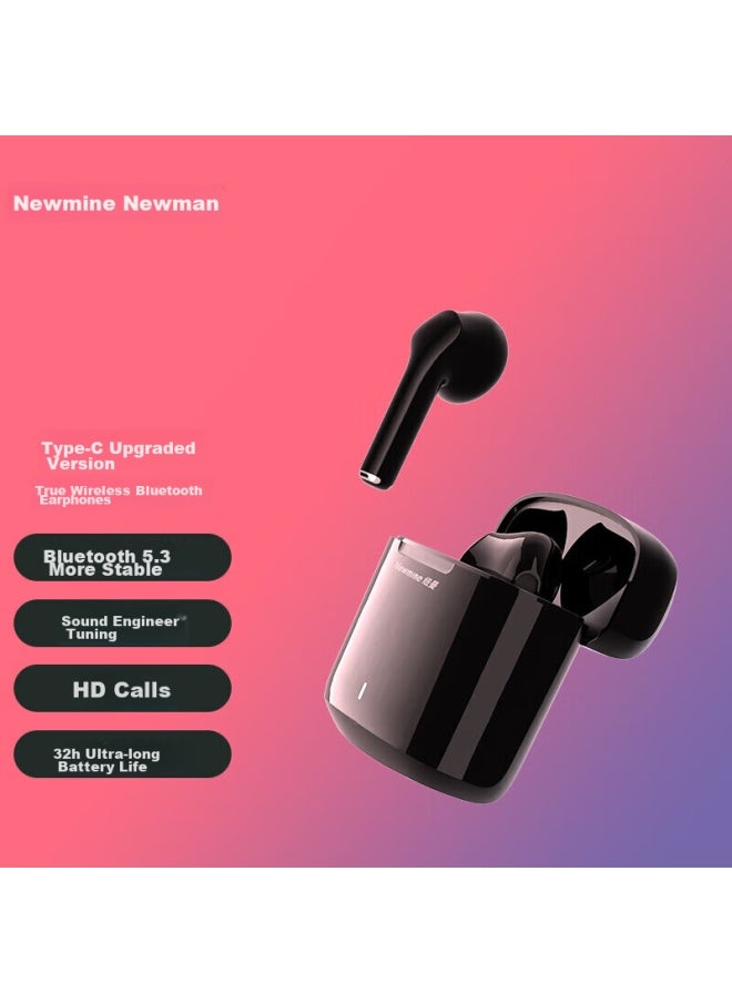 Newmine Tws-x5 Bluetooth Earphones, True Wireless, Semi-in Music Headset, Bluetooth 5.3, Low Latency For Gaming, Compatible With Apple, Android, Xiaomi, Huawei, Sports, Running, Long Battery Life