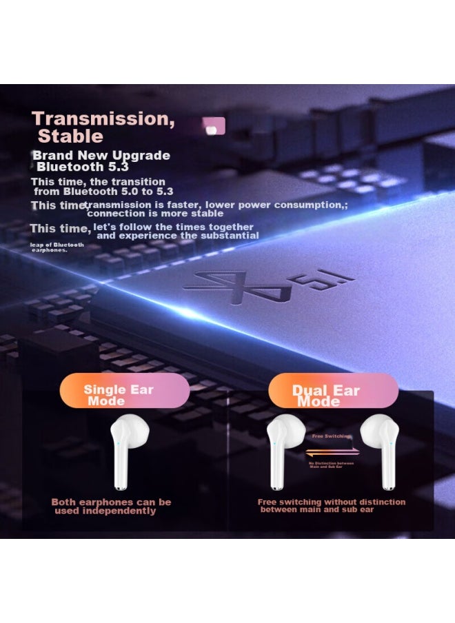 Newmine Tws-x5 Bluetooth Earphones, True Wireless, Semi-in Music Headset, Bluetooth 5.3, Low Latency For Gaming, Compatible With Apple, Android, Xiaomi, Huawei, Sports, Running, Long Battery Life