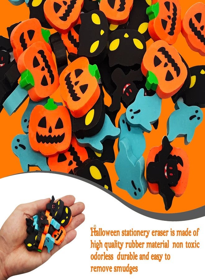 OZIO Halloween Mini Erasers for Kids - 4 Styles Cute Pumpkin Ghost Bat Erasers, Trick or Treat Party Favors, Goody Bag Filler 48pcs, Decorations - Image 2