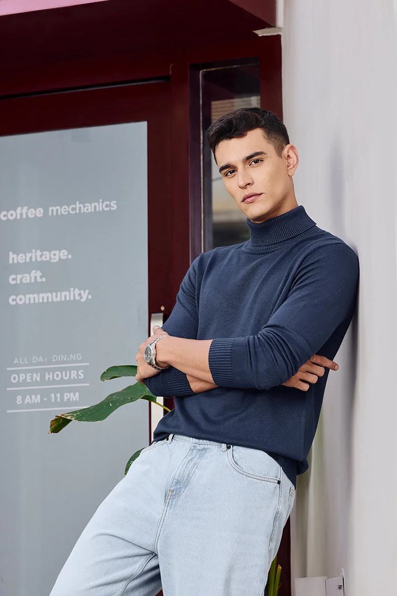 SNITCH Core Lab Dark Blue Turtleneck Sweater