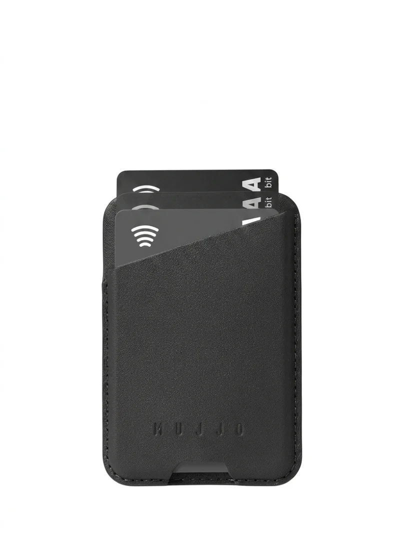Mujjo Mujjo Magnetic Wireless Charging Leather Wallet for iPhone – Premium Leather Magnetic Card Holder | Holds Up to 3 Cards | Slim Design | Black