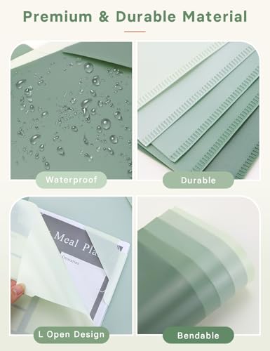 GAUENEEN Plastic Folders Sleeves, Gradient Colors Plastic Project Pockets for Paper 11.9 × 8.5 Inches, Transparent Document Folders for School and Office Supplies (5 Pcs, Green) - Image 3