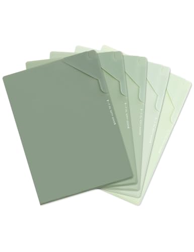 GAUENEEN Plastic Folders Sleeves, Gradient Colors Plastic Project Pockets for Paper 11.9 × 8.5 Inches, Transparent Document Folders for School and Office Supplies (5 Pcs, Green) - Image 1