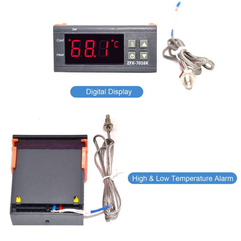 ZFX-7016K 10A Digital Temperature Controller Intelligent High Accuracy Temp Control Thermostat for Freezer Fridge Hatching - Image 3