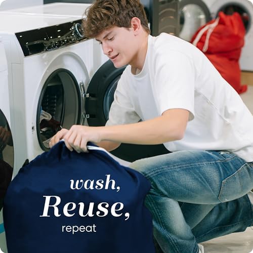 Handy Laundry Laundry Bag - Locking Drawstring Closure and Machine Washable. These Bags will Fit a Laundry Basket or Hamper and Strong Enough to Carry up to Three Loads of Clothes. (Denim) - Image 4