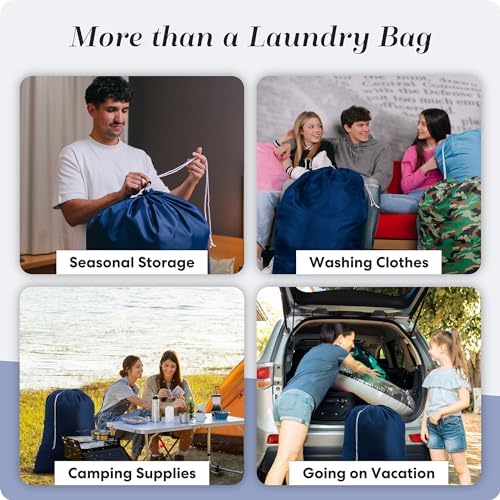 Handy Laundry Laundry Bag - Locking Drawstring Closure and Machine Washable. These Bags will Fit a Laundry Basket or Hamper and Strong Enough to Carry up to Three Loads of Clothes. (Denim) - Image 3