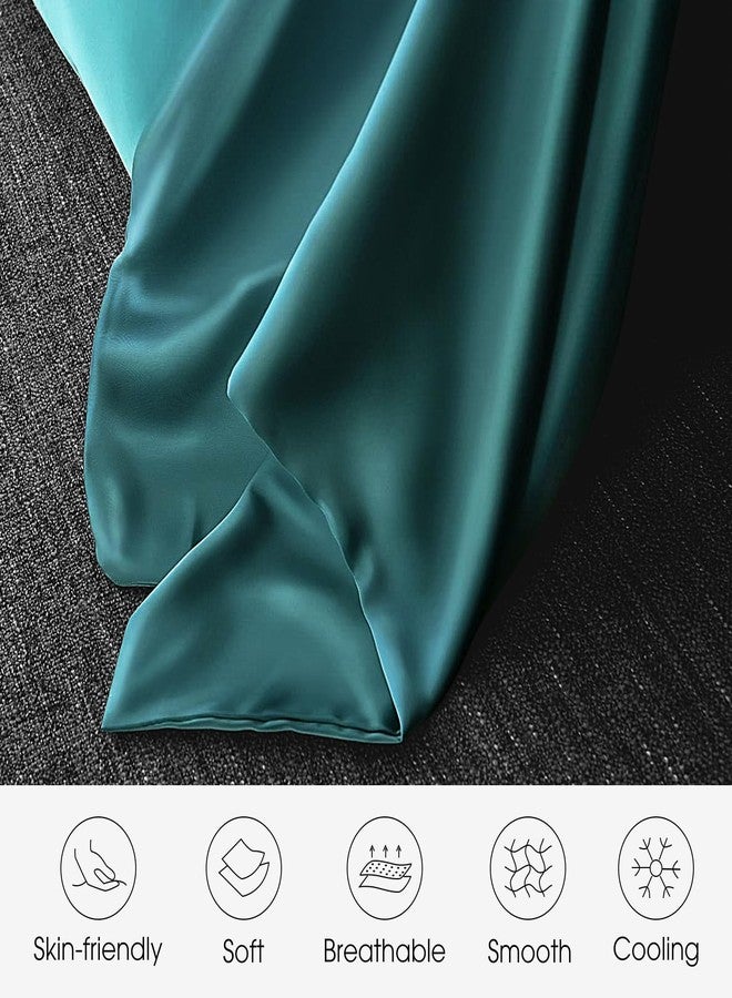 WLOSJ 100% Silk Pillow Cases 2 Pack Standard Size Mulberry Silk Pillowcase for Hair and Skin Set of 2 with Hidden Zipper, Teal - Image 4