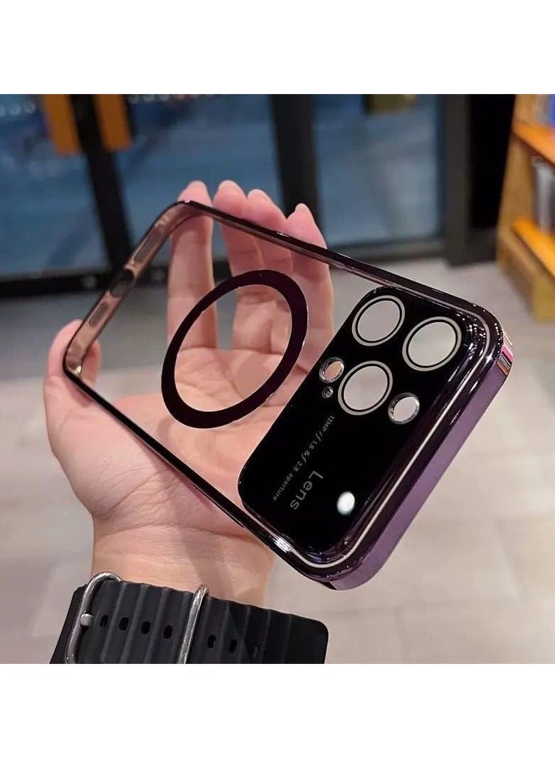 A.M Window Glass Lens Camera Protector, Magsafe Compatible, Clear Hard Magnetic Phone Cases, Clear Luxury Slim Cover - Image 1