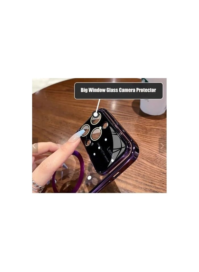 A.M Window Glass Lens Camera Protector, Magsafe Compatible, Clear Hard Magnetic Phone Cases, Clear Luxury Slim Cover - Image 2