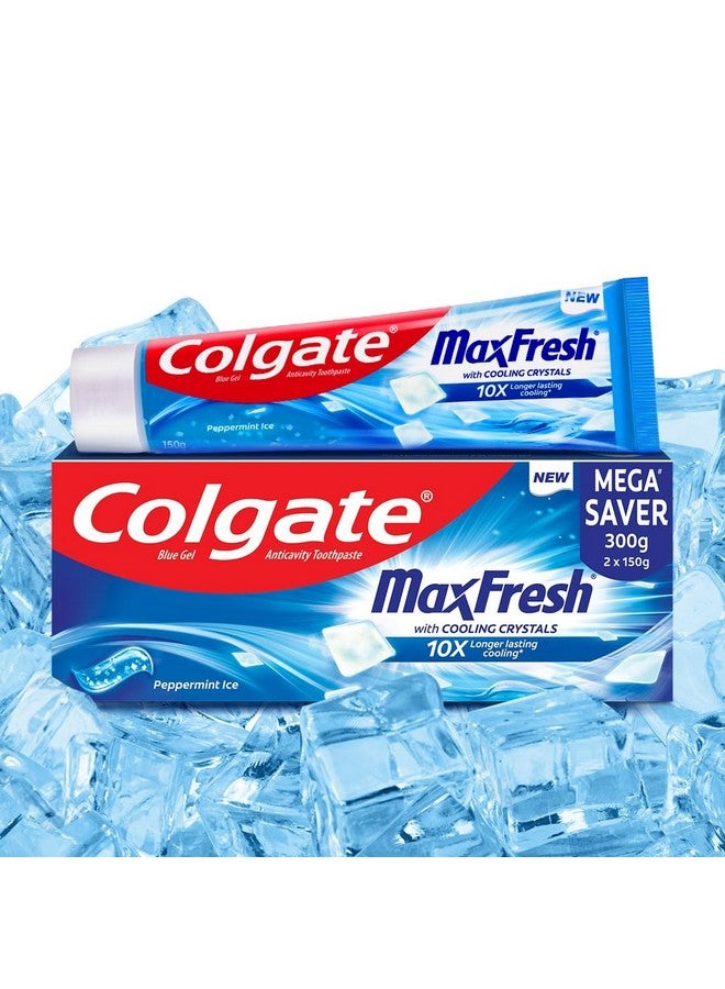 كولجيت معجون أسنان ماكس فريش، معجون أسنان جل أزرق بالمنثول لرائحة فم منعشة للغاية، 300 جرام، 150 جرام × 2 (عرض عبوة كومبو بنكهة النعناع المثلج) - Image 1
