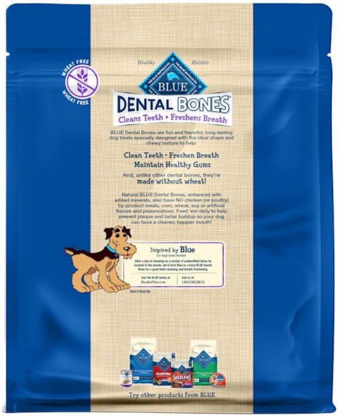 بلو بافلو حبوب مضغ طبية طبيعية كبيرة من Blue Buffalo Dental Bones، للكلاب (وزن 50 رطل فأكثر)، عبوة سعة 36 أونصة - Image 2