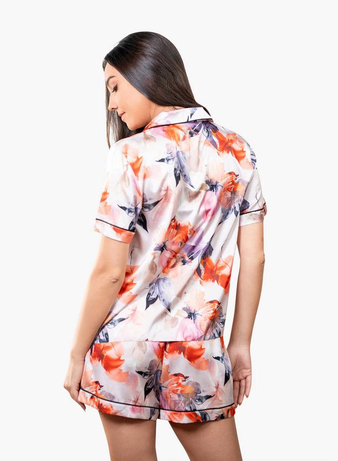 Aadaraya Floral Print Shirt and Shorts Set - Image 3