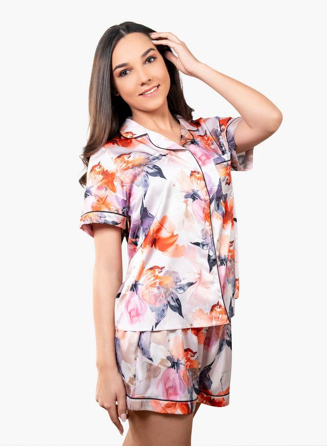 Aadaraya Floral Print Shirt and Shorts Set - Image 2