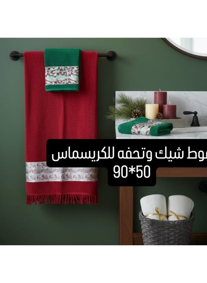 Christmas towels 50*100, one side cotton, one side velvet, new and beautiful design, 2 pieces - Image 2