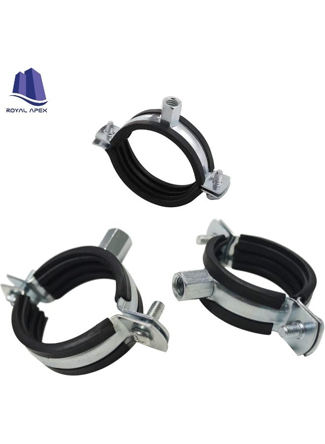 Royal Apex Heavy Duty Adjustable Two-screw Pipe Galvanized Iron (GI) Clamp with Rubber Lined or Unlined for Wall Ceiling Mount Pipe Supports, Split Ring Hanger (1.1/2 Inch, Pack of 10) - Image 3