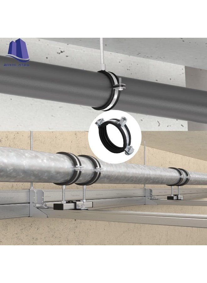 Royal Apex Heavy Duty Adjustable Two-screw Pipe Galvanized Iron (GI) Clamp with Rubber Lined or Unlined for Wall Ceiling Mount Pipe Supports, Split Ring Hanger (1.1/2 Inch, Pack of 10) - Image 5