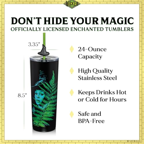 Dragon Glassware Wicked: For Good 2-Pack 24 oz Vacuum Insulated Tumbler with Lid and Straw - Set of 2 Tumblers with 4 Straws and Toppers - Official Wicked Merch - For Good - Image 3