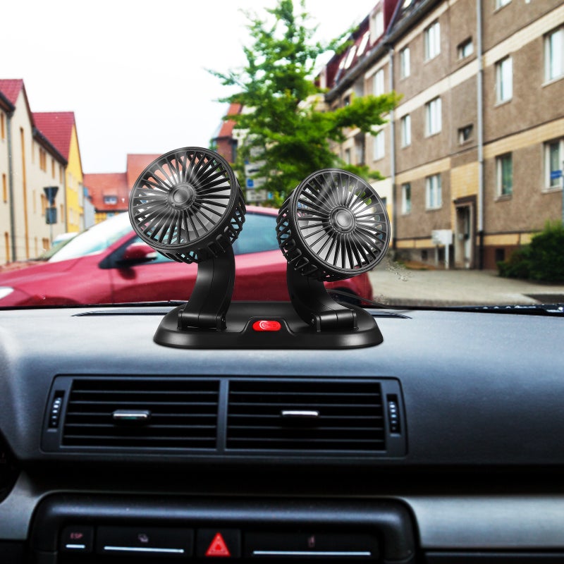 Dual Fan For Car Double Car Electric Fan Double Cooling Car Fan Small Fan Usb Fan Rechargeable Dashboard Fan - Image 5