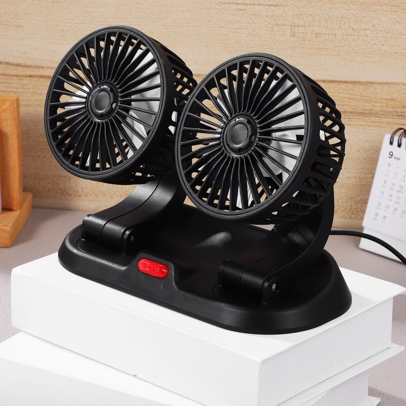 Dual Fan For Car Double Car Electric Fan Double Cooling Car Fan Small Fan Usb Fan Rechargeable Dashboard Fan - Image 4