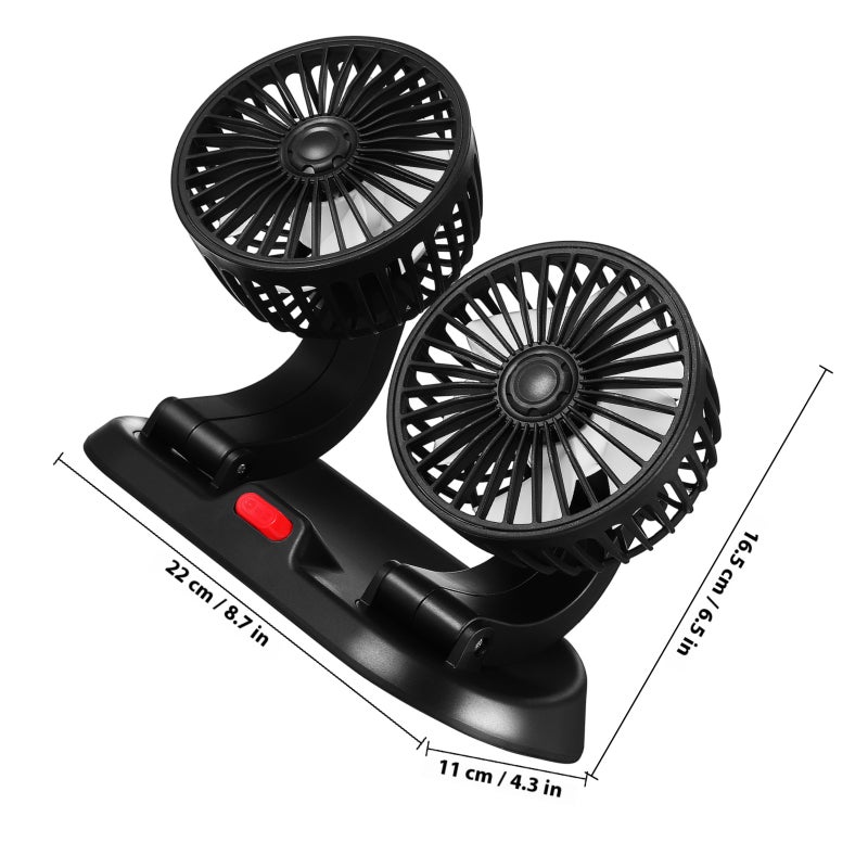 Dual Fan For Car Double Car Electric Fan Double Cooling Car Fan Small Fan Usb Fan Rechargeable Dashboard Fan - Image 2