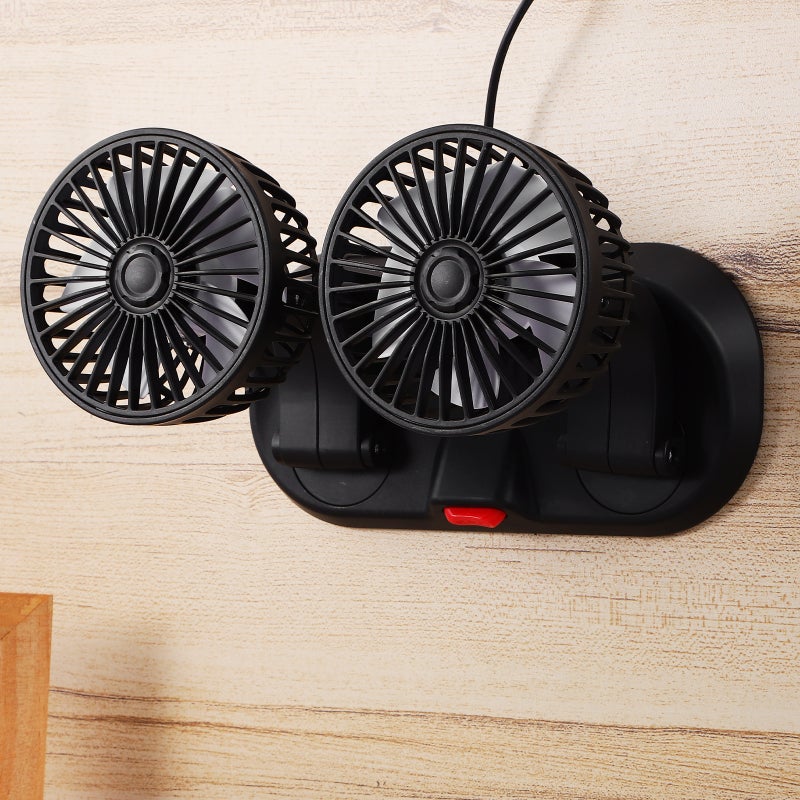 Dual Fan For Car Double Car Electric Fan Double Cooling Car Fan Small Fan Usb Fan Rechargeable Dashboard Fan - Image 3