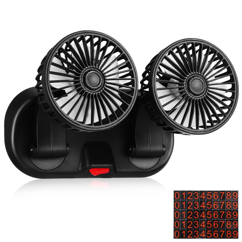 Dual Fan For Car Double Car Electric Fan Double Cooling Car Fan Small Fan Usb Fan Rechargeable Dashboard Fan - Image 1