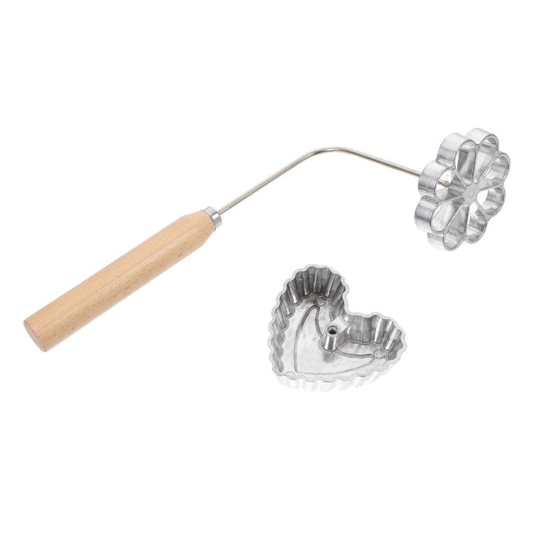 Aluminum Alloy Nonstick Dough Mold Set With Hollow Flower Heart Shape Wooden Handle - Image 2