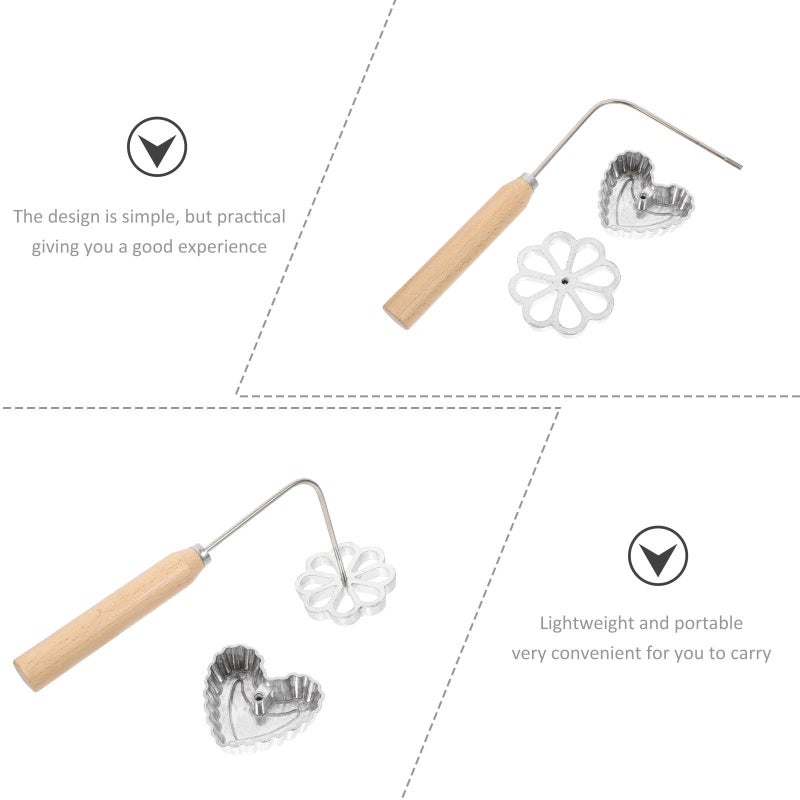 Aluminum Alloy Nonstick Dough Mold Set With Hollow Flower Heart Shape Wooden Handle - Image 4