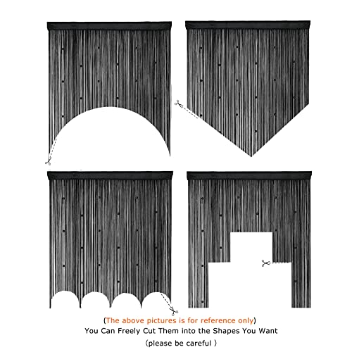 YaoYue Beaded Curtain Door String Curtains for Doorway Tassels Beads Hanging Fringe Hippie Room Divider Window Hallway Entrance Wall Closet Bedroom Privacy Decor (39×79in/100×200cm, Black) - Image 5