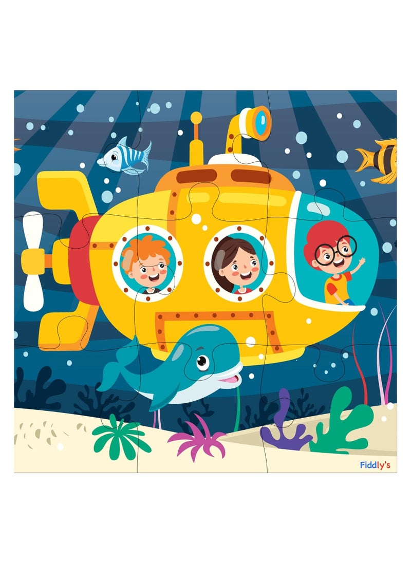 Fiddlys - Fiddlys Wood Jigsaw Puzzles For Kids & Children -9 Pieces Age 3+ (Travel & Adventure (Pack Of 6) - Image 1