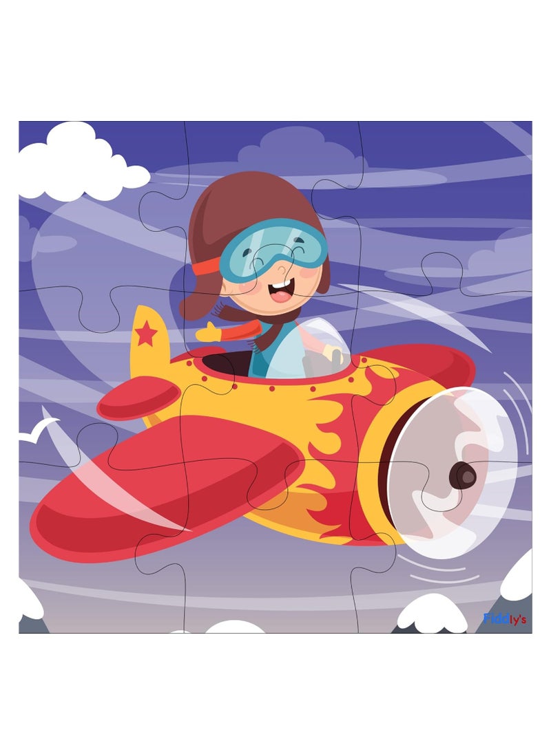Fiddlys - Fiddlys Wood Jigsaw Puzzles For Kids & Children -9 Pieces Age 3+ (Travel & Adventure (Pack Of 6) - Image 1