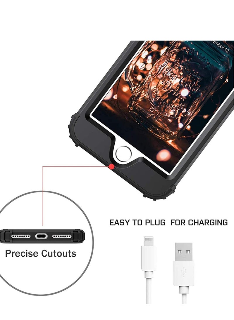 SYOSI - For Iphone 8 Plus And For Iphone 7 Plus Case, 3 In 1 Hybrid Hard Plastic Soft Rubber Heavy Duty Rugged Bumper Shockproof Full-Body Protective Phone Cover Black - Image 1