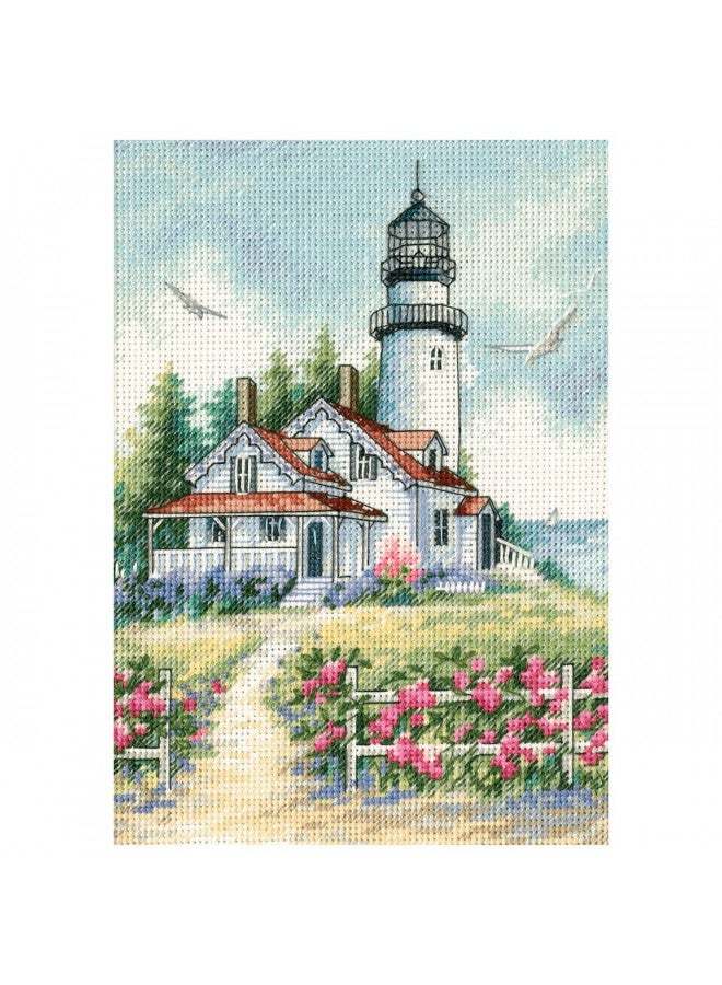 Dimensions Gold Collection Counted Cross Stitch Kit, Scenic Lighthouse, 18 Count White Aida, 5'' x 7'' - Image 5