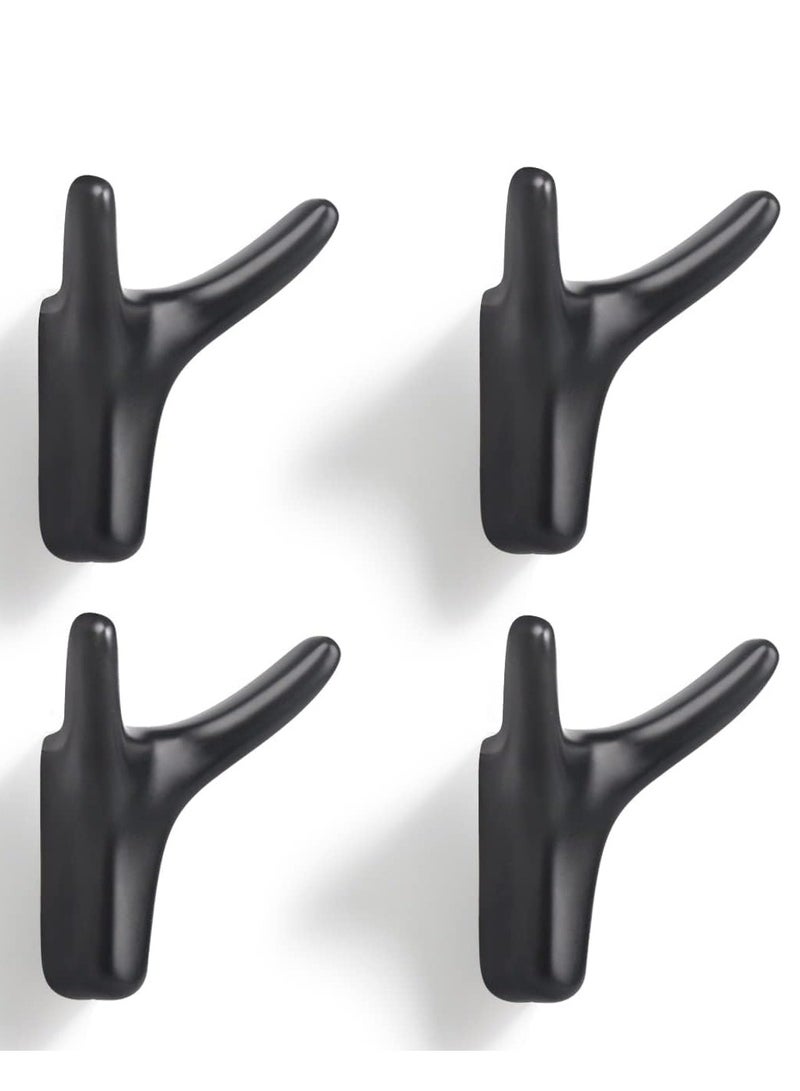 Excefore Hooks for Clothes Towel Hooks Coat Hook Cow Head Wall Hooks for Heavy Duty Door Hanger Towel Robe Clothes Cabinet Closet Sponges Hook for Bathroom Bedroom Kitchen Hotel Pool (4 Packs Matte Black)  - Image 1