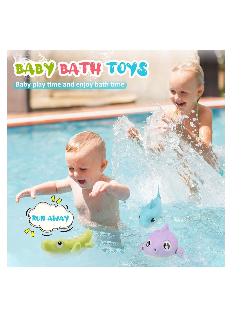 SYOSI - Bath Toys Cute Animal Baby Bathtub Wind Up Toys 3 Pack Swimming Pool Bath Toys for Toddlers 1-3 Water Play Set Shower Beach Gift for Age 1 2 3 4 5 6Year Old Kids Infant Boys Girls - Image 1