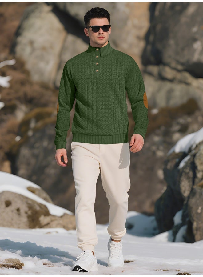 سبرينغ سترة ربيع وخريف للرجال، ياقة واقفة، أكمام طويلة، كنزة جاكار محبوكة، هوديي رياضي خارجي عادي - Image 1