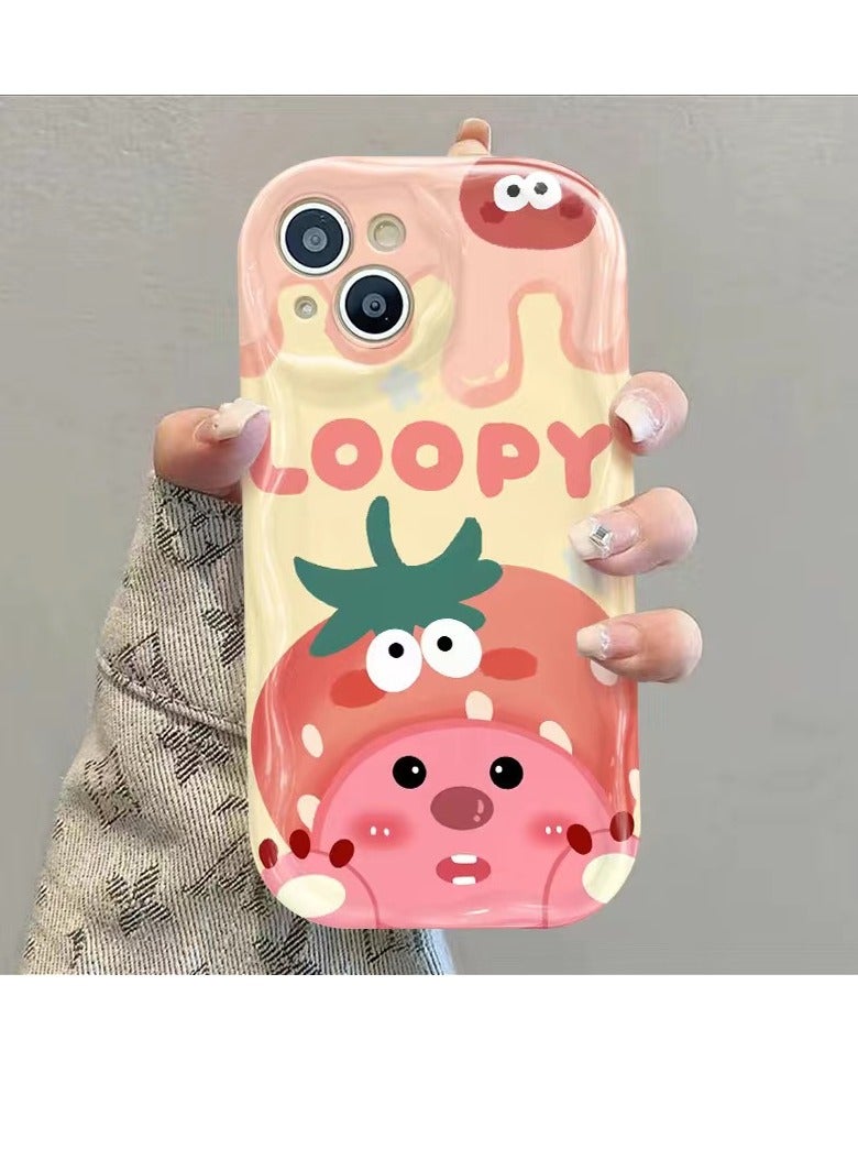 NIBEMINENT Strawberry Beaver Protective TPU Case Cover For iPhone 16, Cream White