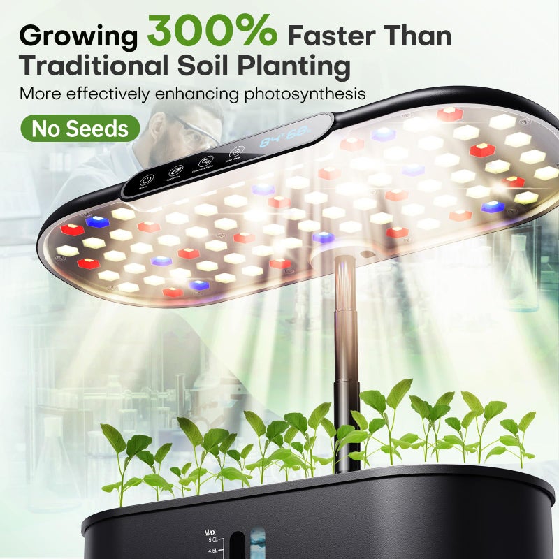 Ahopegarden Hydroponics Growing System kit: 12 Pods Indoor Herb Garden with Smart Environmental Detection - Full Spectrum LED Grow Light for Growing Vegetablesï¼ŒHerbs and Lettuce - Home Gardening - Image 2