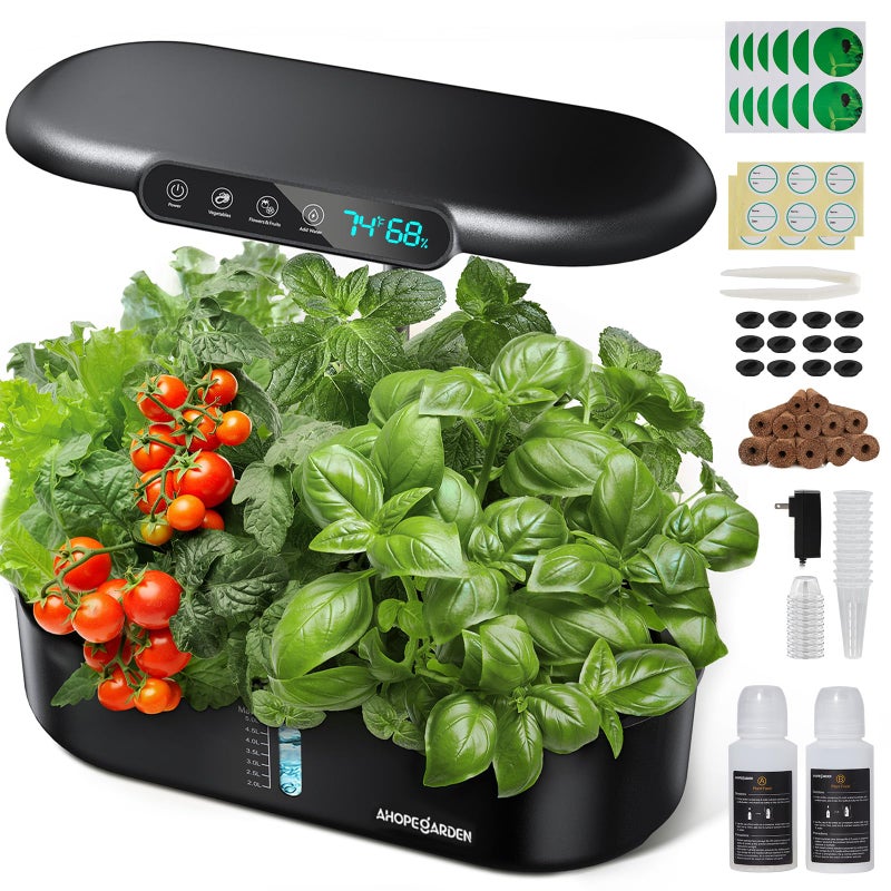 Ahopegarden Hydroponics Growing System kit: 12 Pods Indoor Herb Garden with Smart Environmental Detection - Full Spectrum LED Grow Light for Growing Vegetablesï¼ŒHerbs and Lettuce - Home Gardening - Image 1