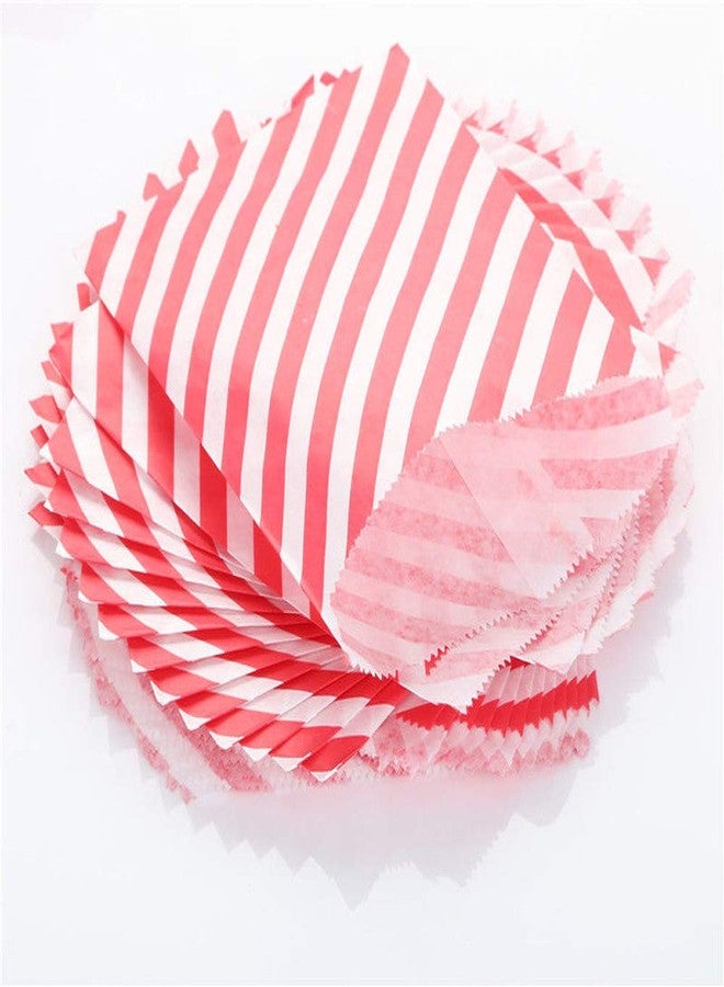 Tvoip 50 Pcs 5 x 7 Inches White and Red Striped Paper Bags,Holiday Wedding Christmas Favor Candy Treat Bags - Image 4