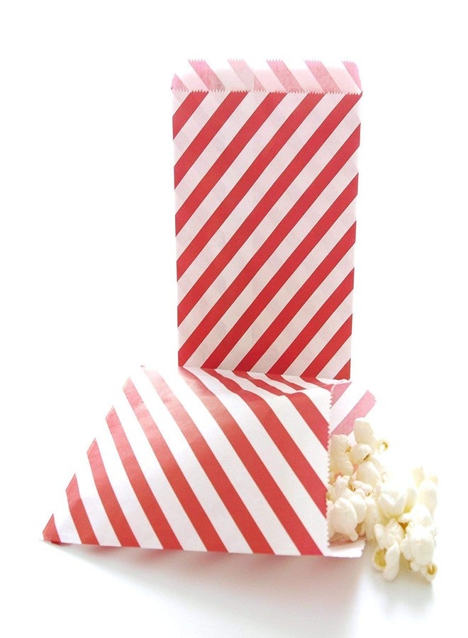 Tvoip 50 Pcs 5 x 7 Inches White and Red Striped Paper Bags,Holiday Wedding Christmas Favor Candy Treat Bags - Image 1