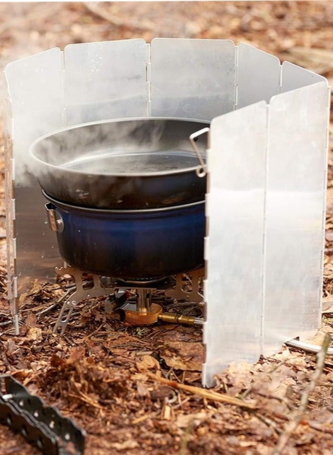 Generic Camping Stove Windscreen, 10 Plates Folding Outdoor Stove Windshield Camp Stove Wind Screen Aluminium Alloy Windshield with Drawstring Bag for Camping,Hiking,Picnic,Cooking - Image 5