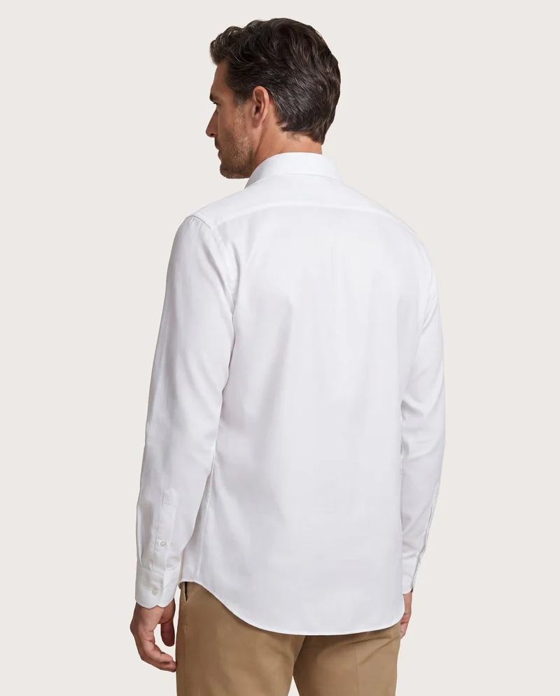 كاميتشسما Trendy White Textured Slim Comfort Shirt