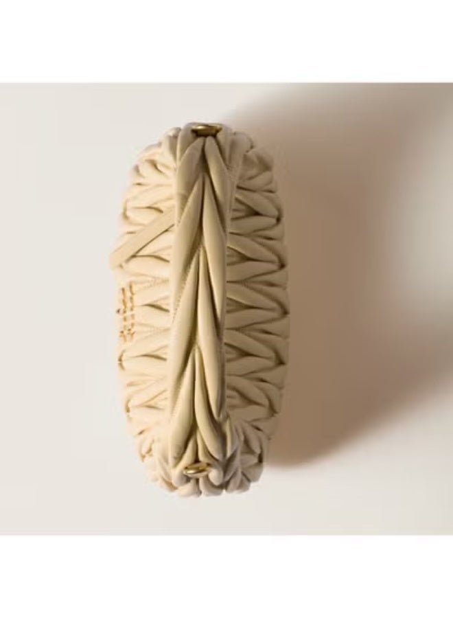 MIU MIU Wander Matelassé Nappa Leather Hobo Bag, Women's Tote Bag, Womens Cross-Body Bag, Women's Hand Bag, Women's Shoulder Bag, Women's Travel Bag, Beige - Image 4