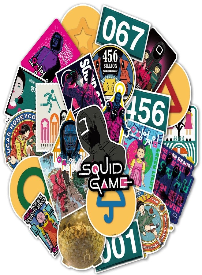 CoCube+ Officially Licensed Survival Game Stickers Pack - Waterproof Vinyl Stickers for Laptop, Water Bottle, Phone, Luggage - Cool Thriller TV Series Aesthetic Sticker for Teens, Adults, Fans, 25PCS - Image 1
