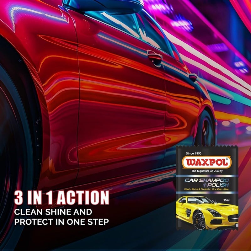 Waxpol شامبو وواكس واكسبول للسيارات + تركيز 300 مل | لمعان عالي، إحساس ناعم غني | متوافق مع رغوة الثلج، غسيل سيارات ودراجات متوازن الرقم الهيدروجيني - Image 3