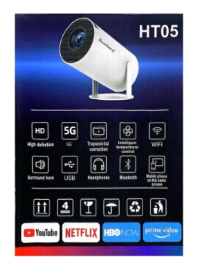 Smartbarry HT5 4K 1080P Mini Projector with WiFi & Bluetooth Portable Premium Android OS Projector, 210° Rotatable Stand, 8000+ Built-in Apps, Dust Removal & Heat Dissipation Design for Home Theater, Office, Gaming and Business - Image 5