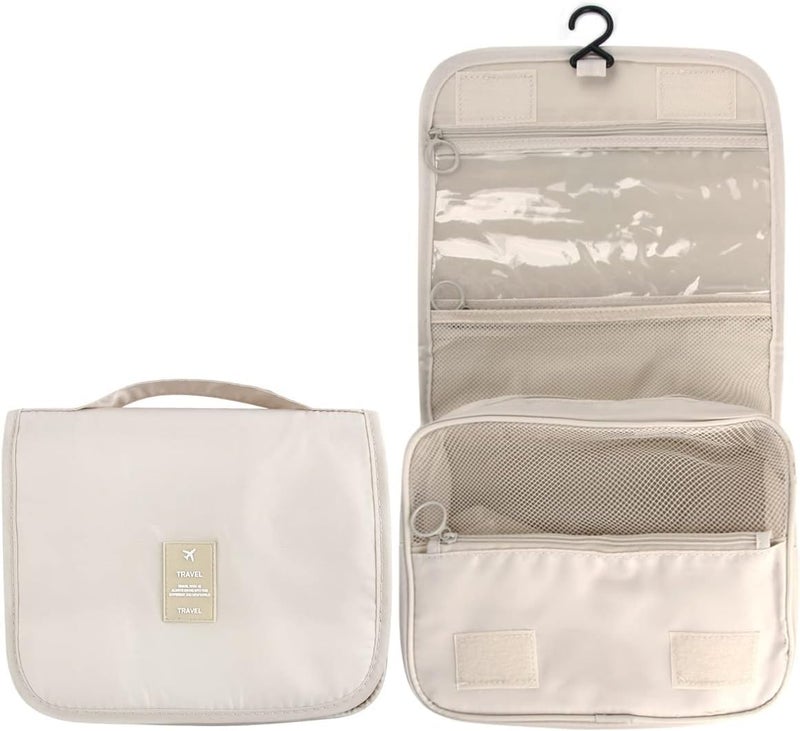 Qolixs Women Cosmetic Bag Girls Makeup Storage Case Womens Travel Toiletry Bag Waterproof Foldable Hanging Bag Perfect for TravelDaily Use ZBeige - Image 2