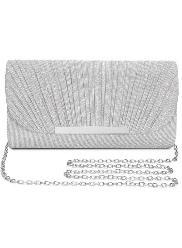 Captaintech Evening Bag Clutch Purse for Women Ladies, Small Sparkly Clutch Glitter Handbag Purse with Removable Chain for Formal Dress Bride Wedding Prom Party - Image 1